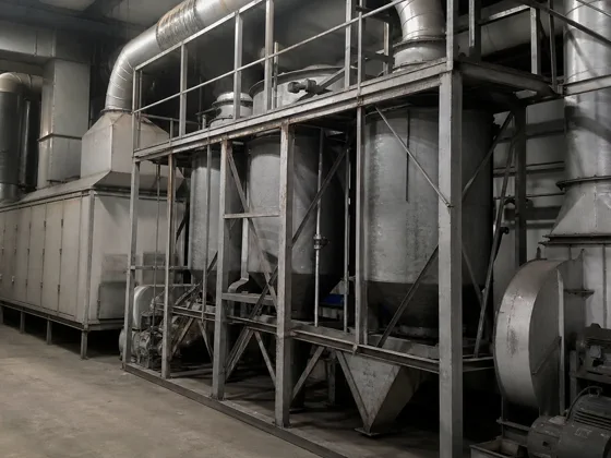 Ducting, fans and adsorption equipment in an industrial air-purification system
