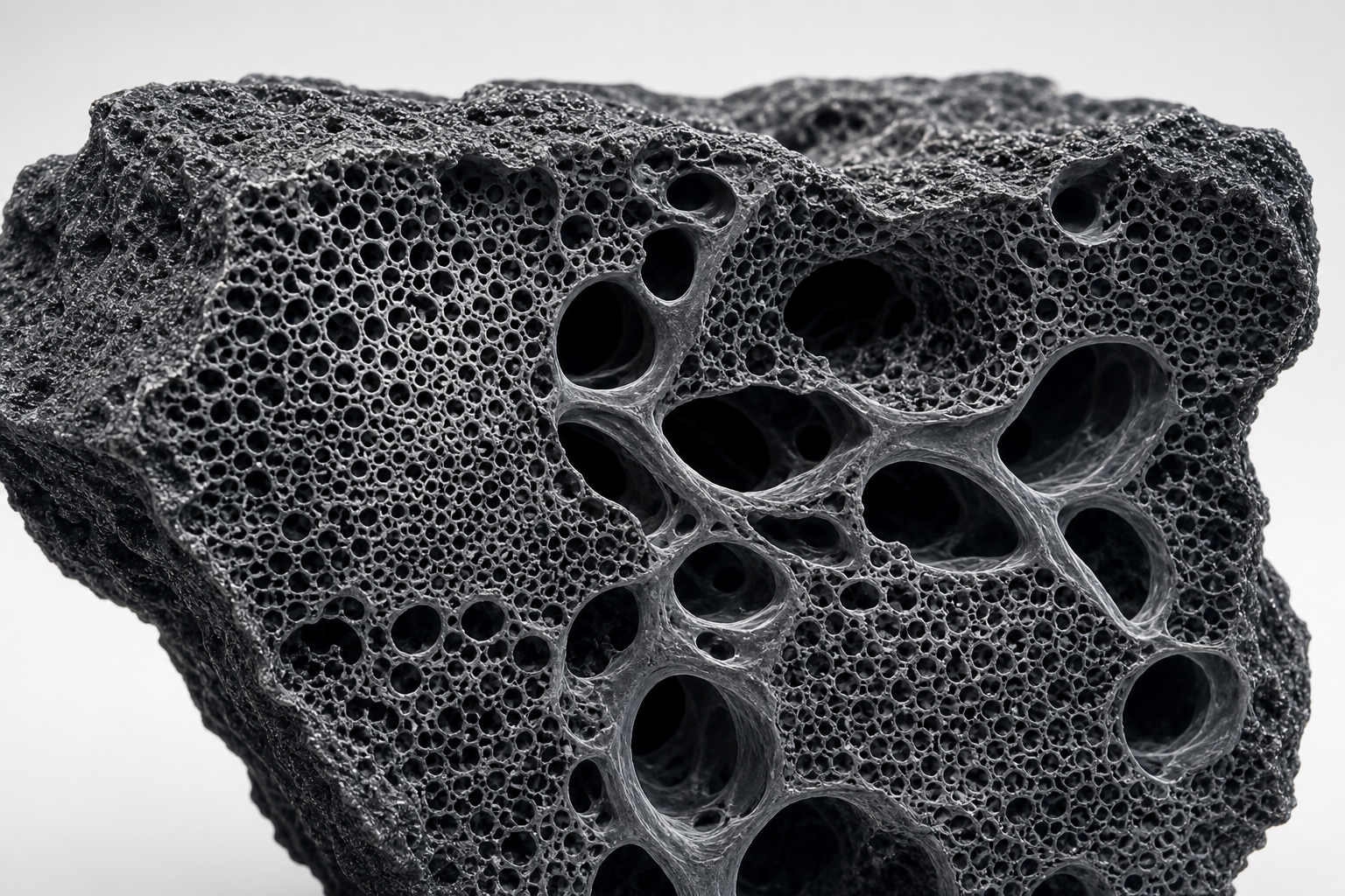 Diagram comparing micropores mesopores and hierarchical pore structure in activated carbon