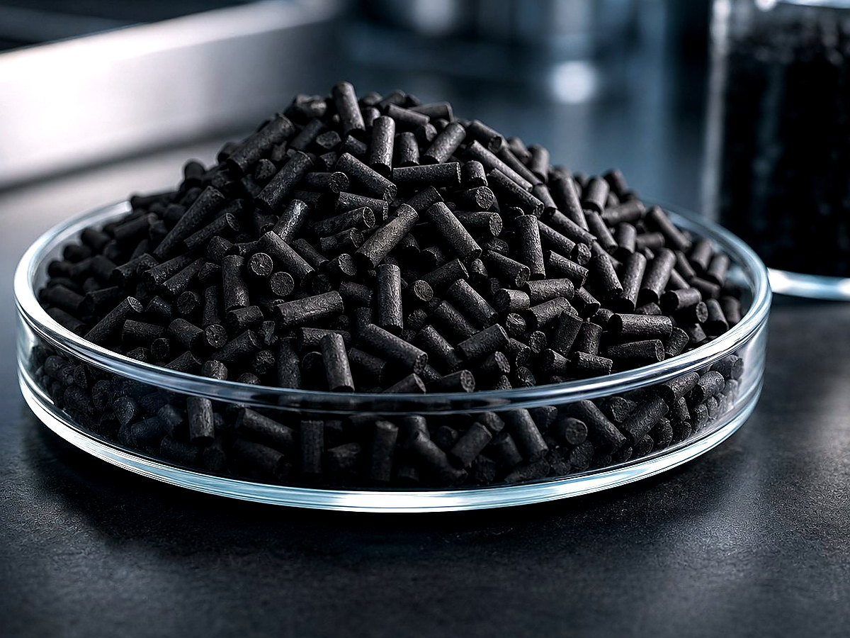 Pellet activated carbon sample for gas phase adsorption and VOC treatment