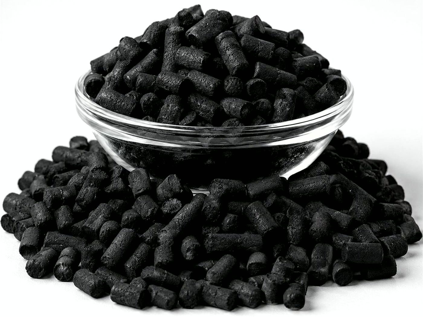 Black cylindrical pellet activated carbon for air purification and gas treatment