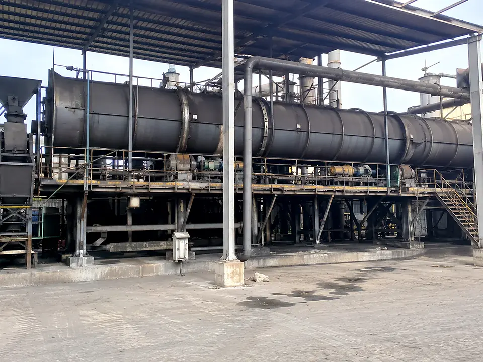 Rotary carbonization equipment at the activated carbon factory