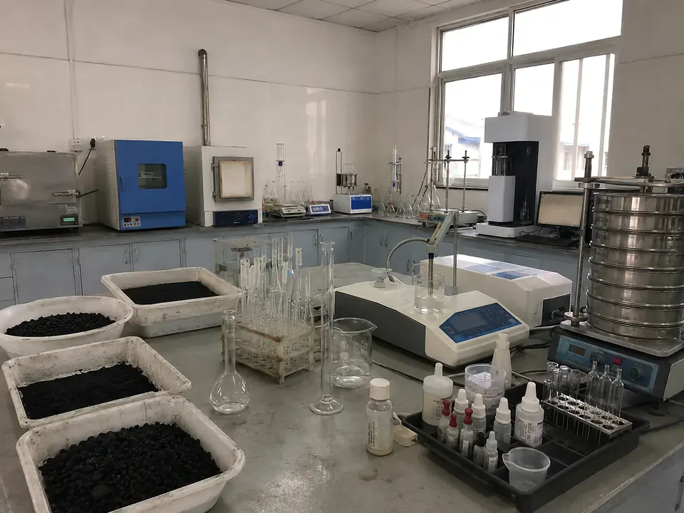 Activated carbon laboratory testing setup and instruments