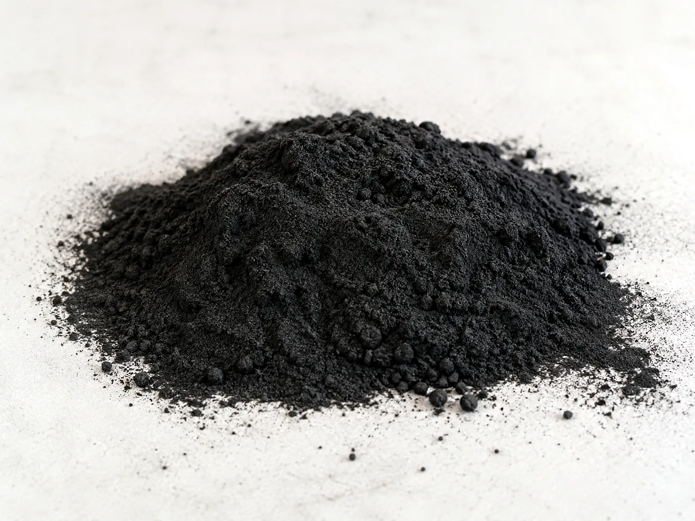 Wood based powdered activated carbon sample pile