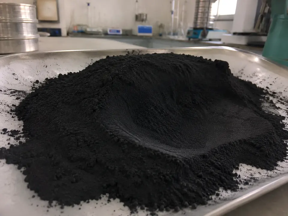 Powdered activated carbon sample appearance reference